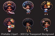 Juneteenth Black Chibi Girls Clipart, an Illustration by RobertsArt (Thumbnail 5 of 7)