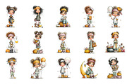 Watercolor Halloween Nurse Clipart, a Seasonal Illustration by OK Design (Thumbnail 3 of 6)