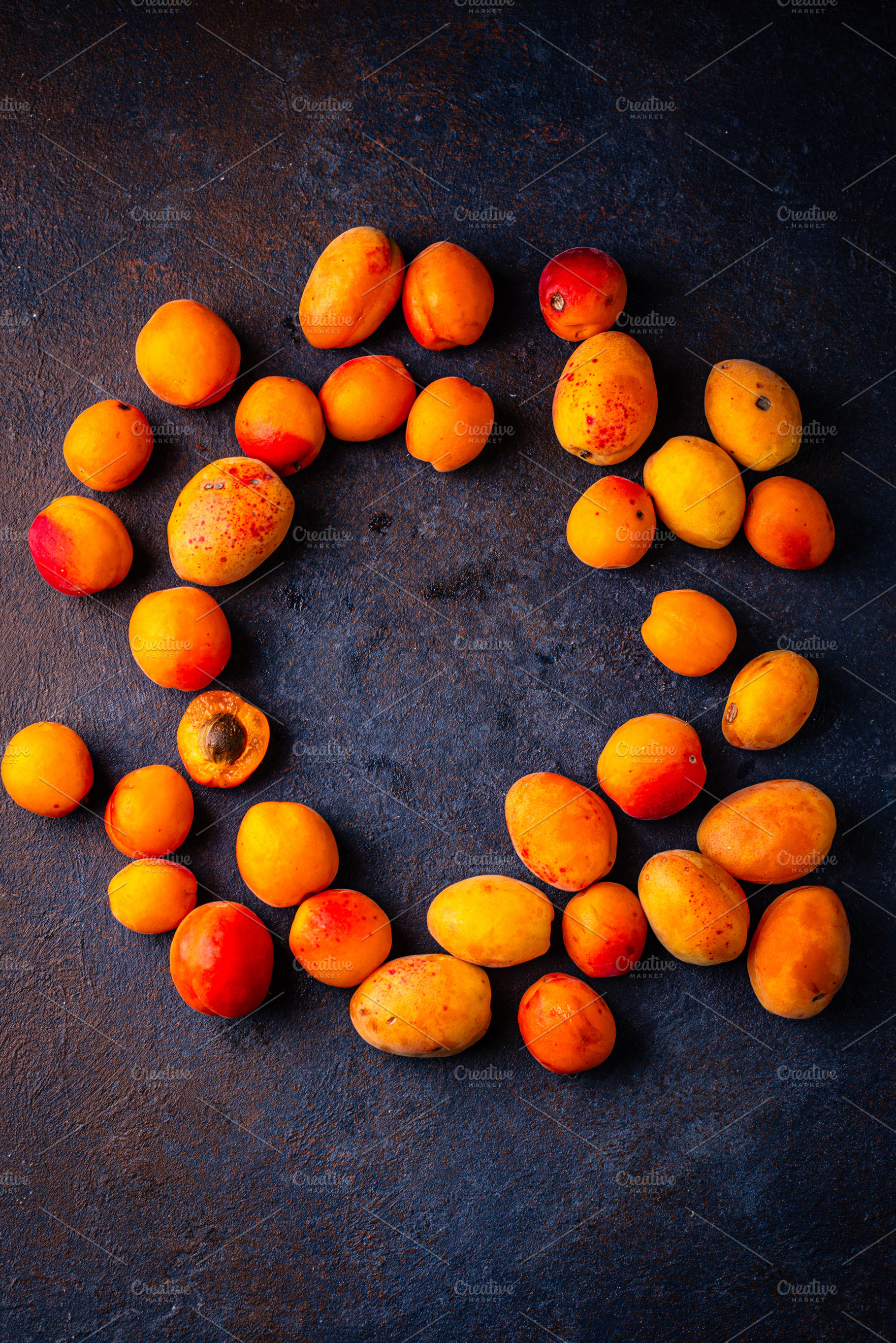 Ripe apricots on dark background, a Food & Drink Photo by Yulia Furman