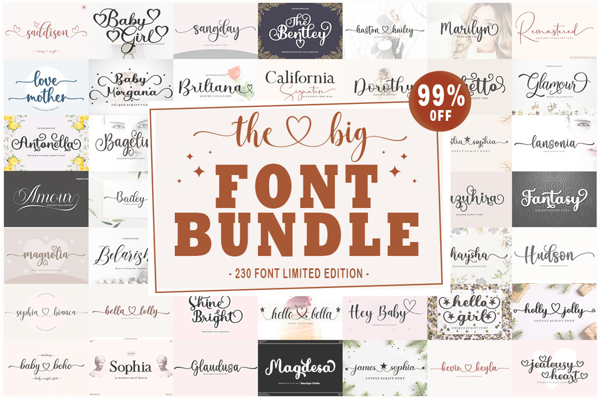 The Big - Font Bundle, a Script Font by Bosstype Studio (Photo 1 of 15)