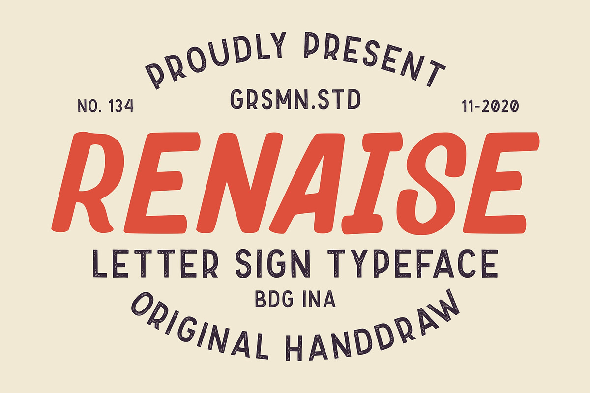 Renaise - Letter Sign Typeface, a Sans Serif Font by Garisman Std (Photo 1 of 9)