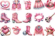 Pink Disco Cowgirl Watercolor PNG, an Illustration by Designking (Thumbnail 3 of 5)