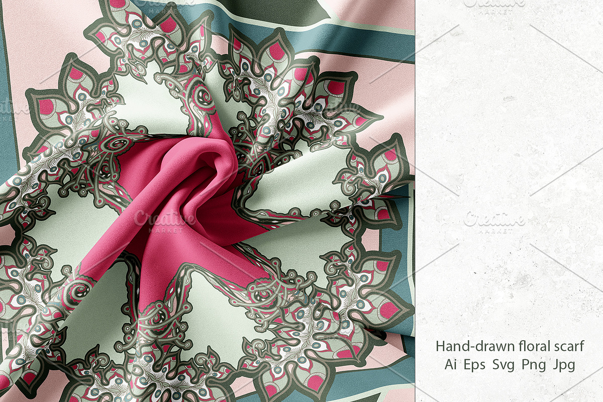Royal Garden Mandala Scarf, an Object Graphic by ilustrinna (Photo 2 of 7)