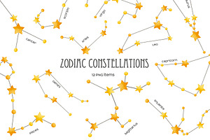 Zodiac star constellations 12 PNG