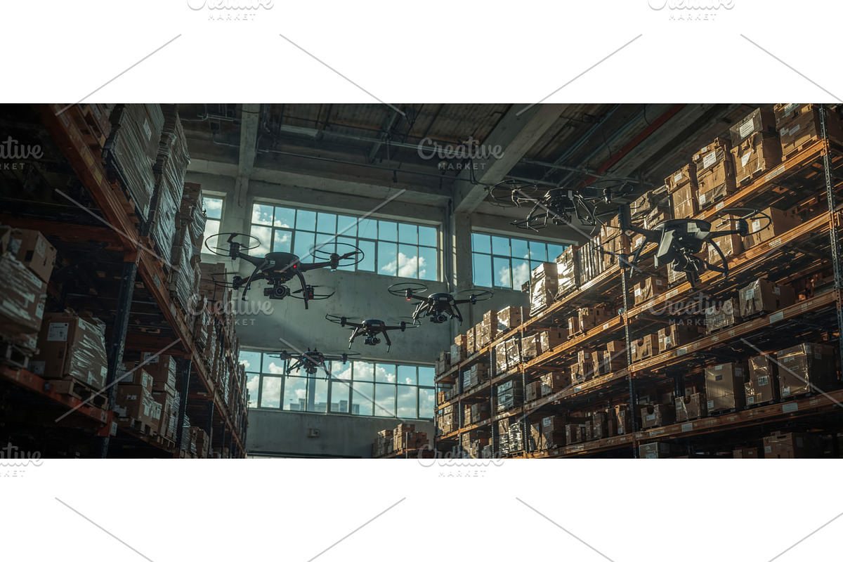 Multiple drones flying in a, an Illustration by tilialucida