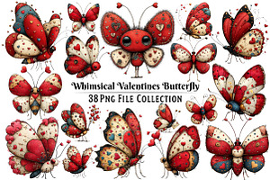 Whimsical Valentines Butterfly Clipa, an Illustration by Dream Creation