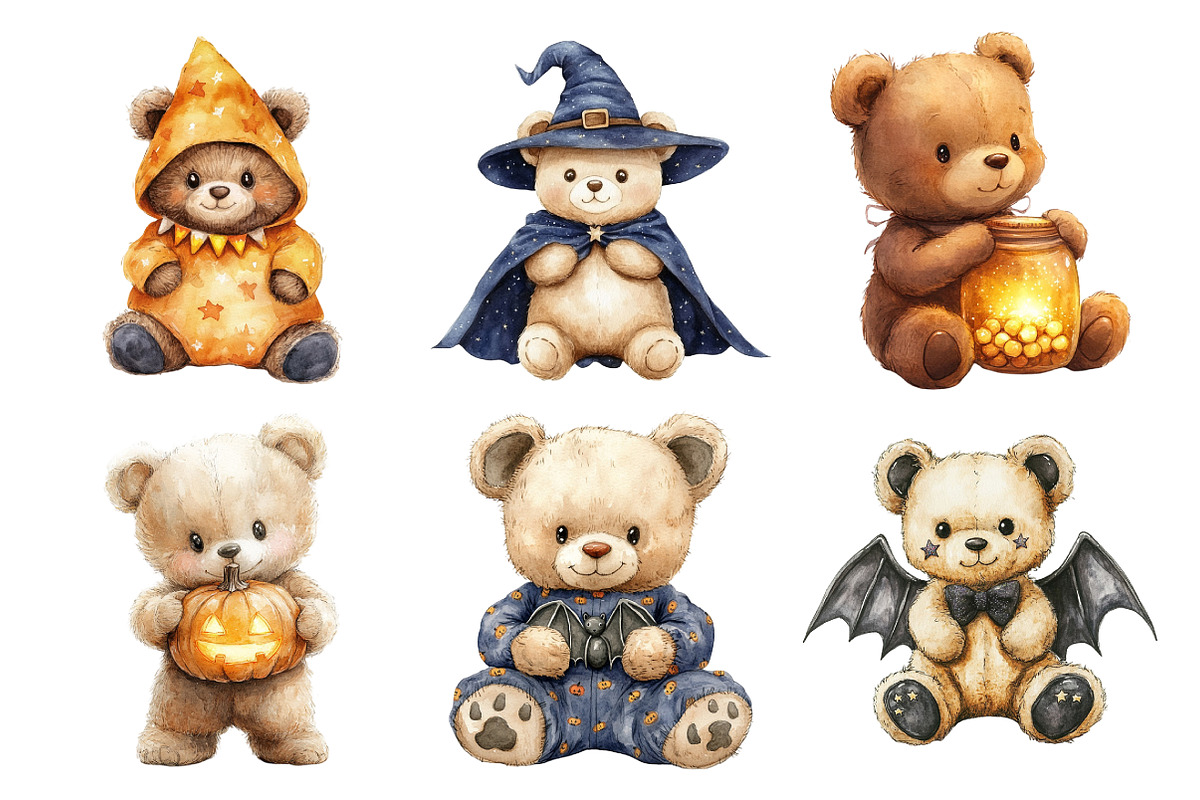 Halloween Teddy Bear Clipart Bundle, an Illustration by Daily.Designs (Photo 2 of 5)