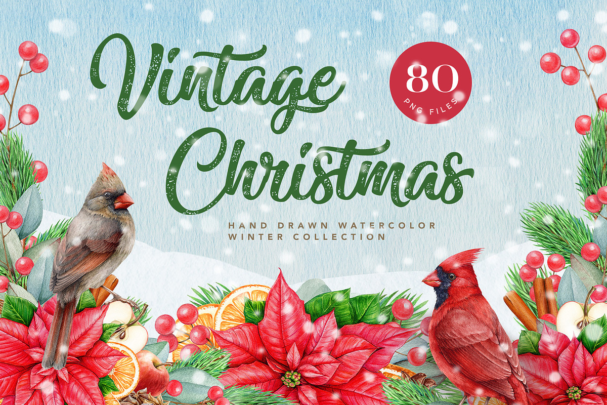 Christmas Watercolor Clipart Set, a Seasonal Illustration by AnitaPol (Photo 1 of 15)
