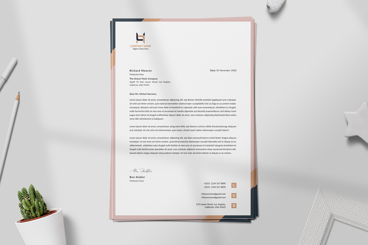 Clean Letterhead Template, a Stationery Template by ResumeDevisers (Photo 1 of 6)