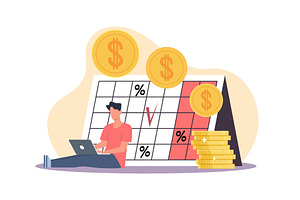 Interest on deposit. Periodic cash, a Finance Illustration by YummyBuum
