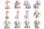 Watercolor Safari Animals Clipart, an Illustration by DreamArtGraphic (Thumbnail 5 of 8)