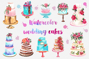 Watercolor wedding cake