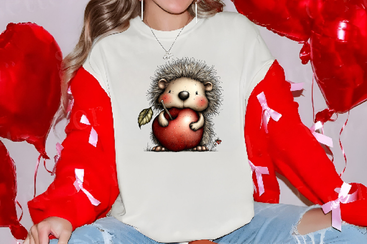 Hedgehog Apple Watercolor Clipart, a Seasonal Illustration by CreationArt (Photo 5 of 6)