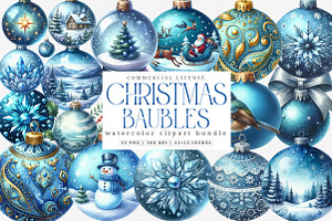 Watercolor Blue Baubles Clipart PNG, an Illustration by SinaCreation