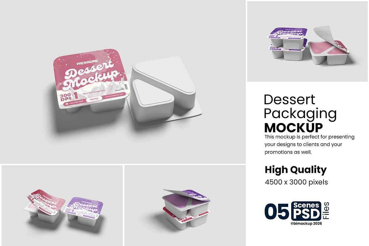 Modern Dessert Packaging Mockup, an Advertising Mockup by bimockup (Photo 1 of 6)