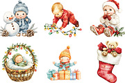 Baby's 1st Christmas Festive Clipart, an Illustration by CraftArtStudio (Thumbnail 3 of 6)