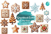 Watercolor Gingerbread Cookies, a Seasonal Illustration by Verdigris Studios (Thumbnail 1 of 3)