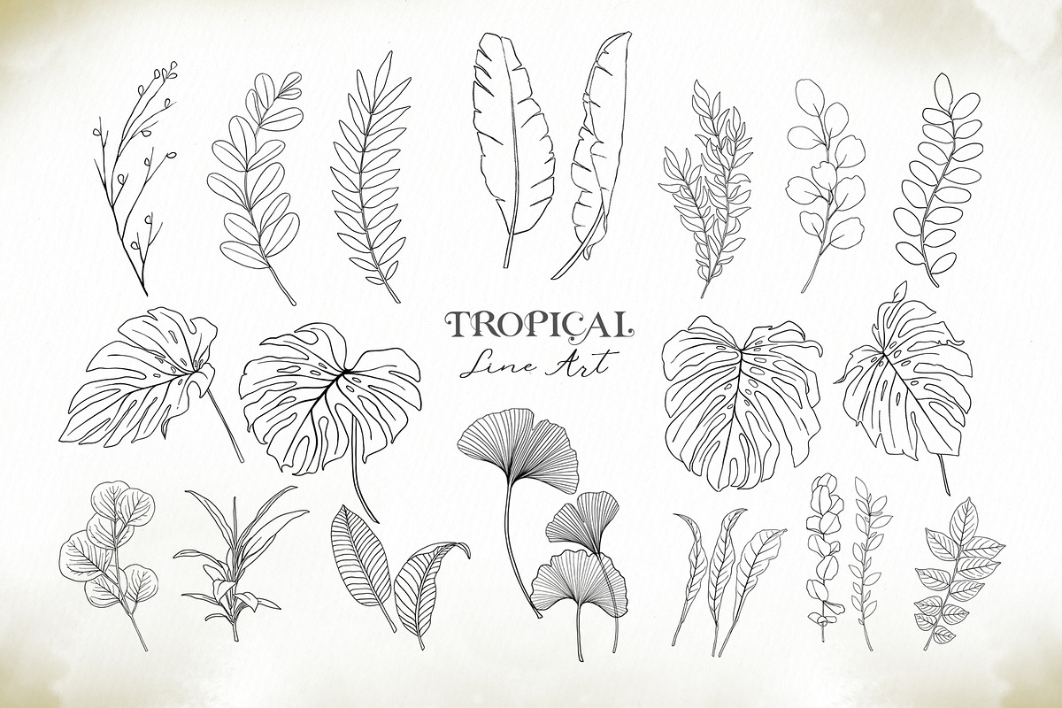 Watercolor & Gold Tropical Leaves, an Object Illustration by Papatongartist (Photo 3 of 10)