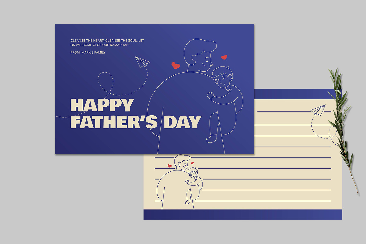 Blue Fathers Day Greeting Card, a Card Template by Neermana (Photo 2 of 4)