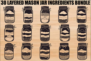 Layered Mason Jar Ingredients Bundle, an Illustration by yasushie