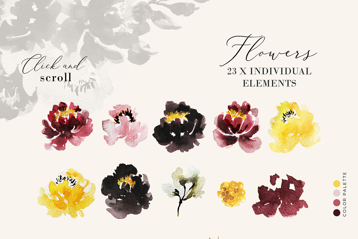 Watercolor Flower Clipart Boho Style, a Decorative Illustration by WalaPalette (Photo 5 of 6)