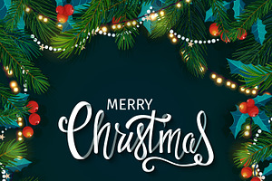 Merry Christmas Card With Lettering