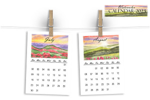 Watercolor Printable Calendar 2023