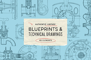 Vintage Blueprints Collection, an Object Graphic by Graphic Goods