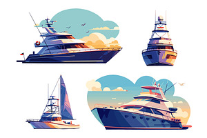 Modern yacht. Luxury yachts front, a Transportation Illustration by Stock-Smart-Start