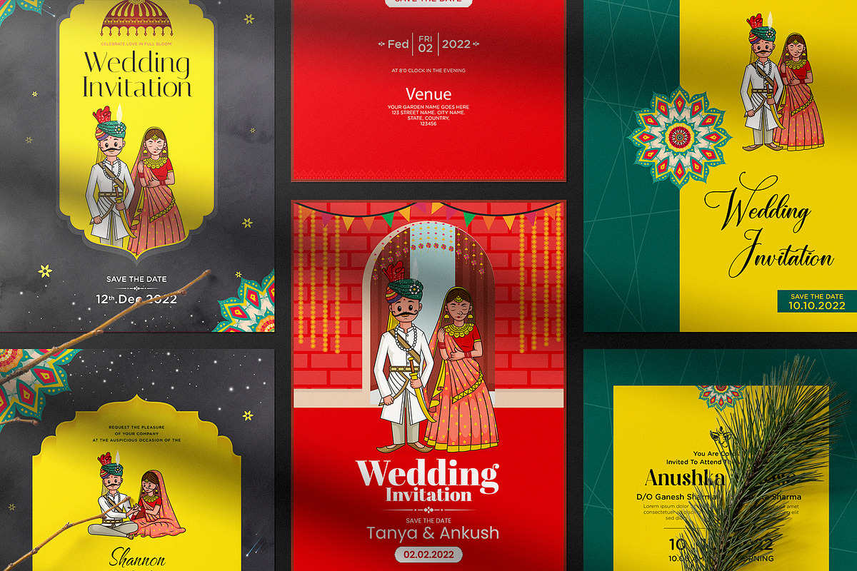 Wedding Invitation Card Bundle, an Invitation Template by Creative Hatti (Photo 2 of 6)