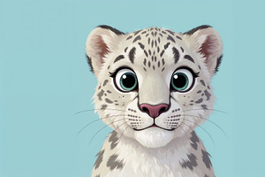 Showing cartoon snow leopard, an Illustration by wavebreak