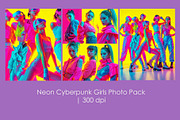 Neon Cyberpunk Girls Photo Pack, a Person Illustration by StockVerse Creative (Thumbnail 1 of 4)