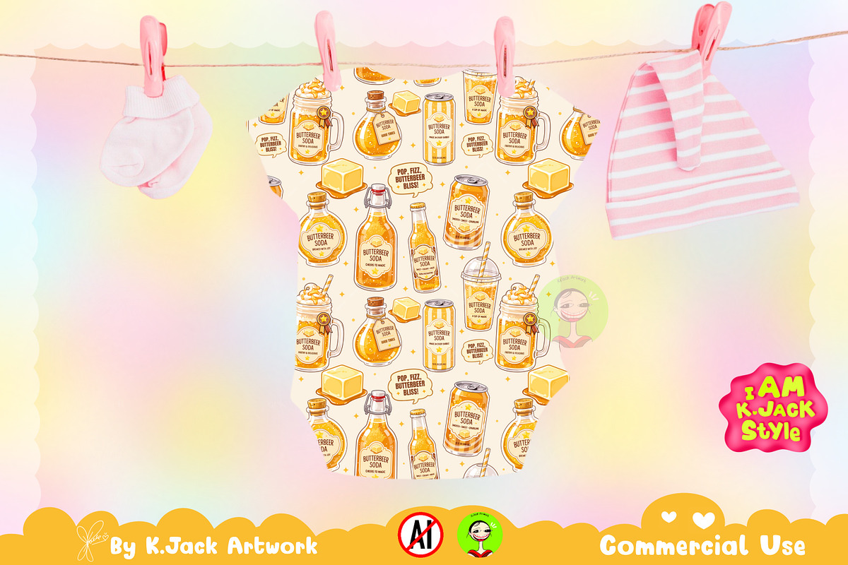 Cute ButterBeer Soda Seamless, a Background Graphic by K.JackArtwork (Photo 5 of 8)
