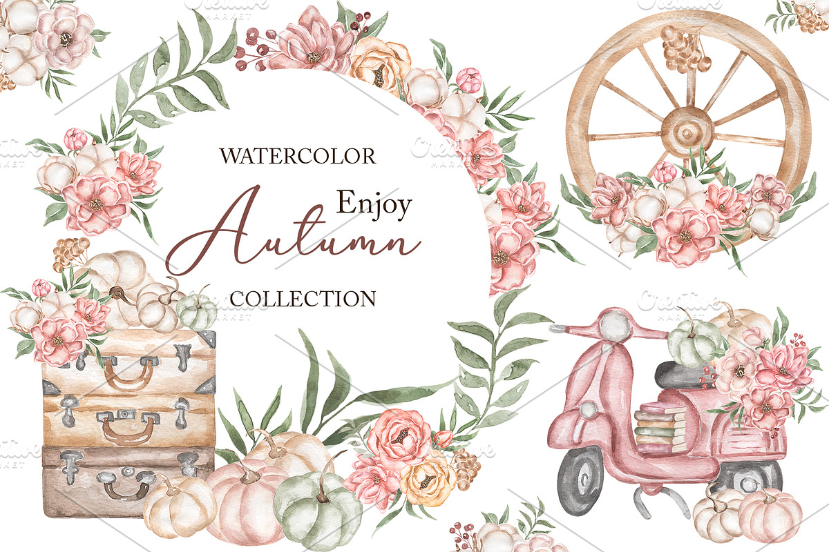 Watercolor Autumn Collection, a Decorative Illustration by MayaNavits (Photo 1 of 8)