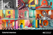 Colorful interiors. 46 images, a Decorative Illustration by Handmadefont (Thumbnail 4 of 11)