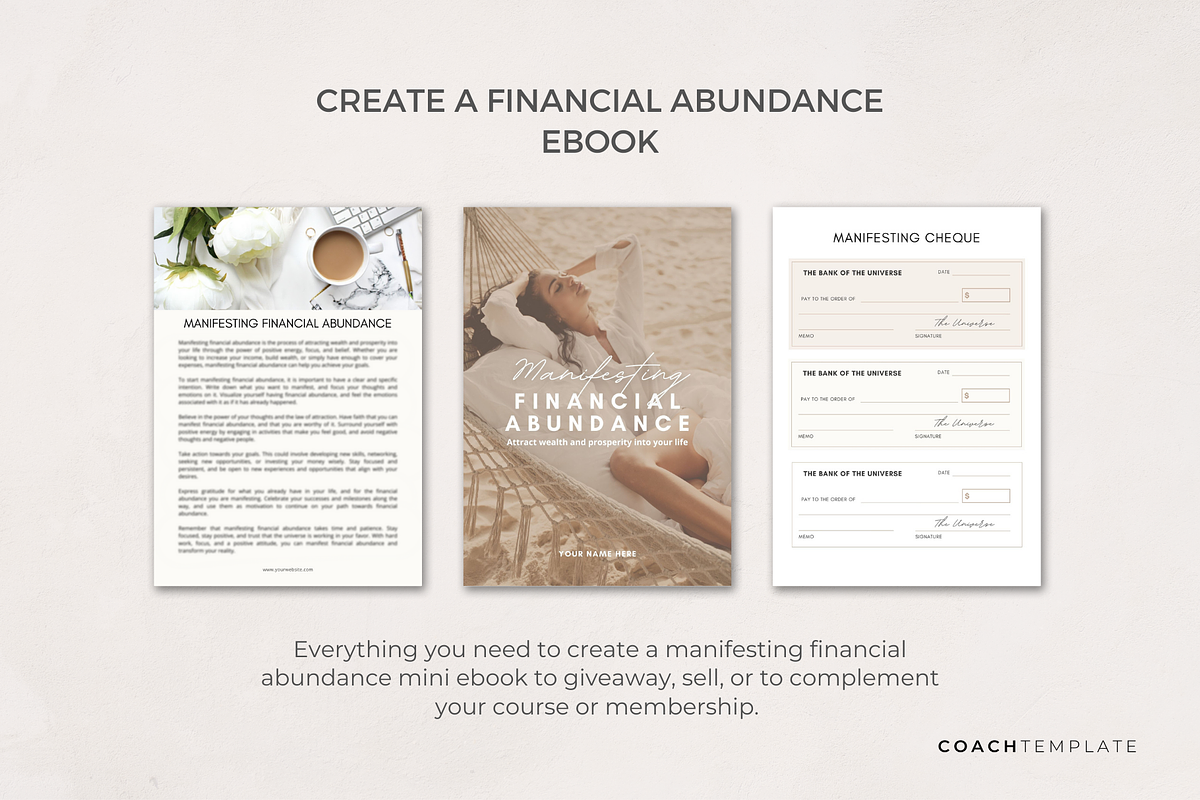 Money Manifesting eBook Canva Templa, a Brochure Template by COACHTEMPLATE (Photo 2 of 9)
