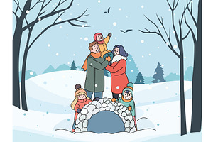Happy family winter game. Snowy, a Person Illustration by YummyBuum