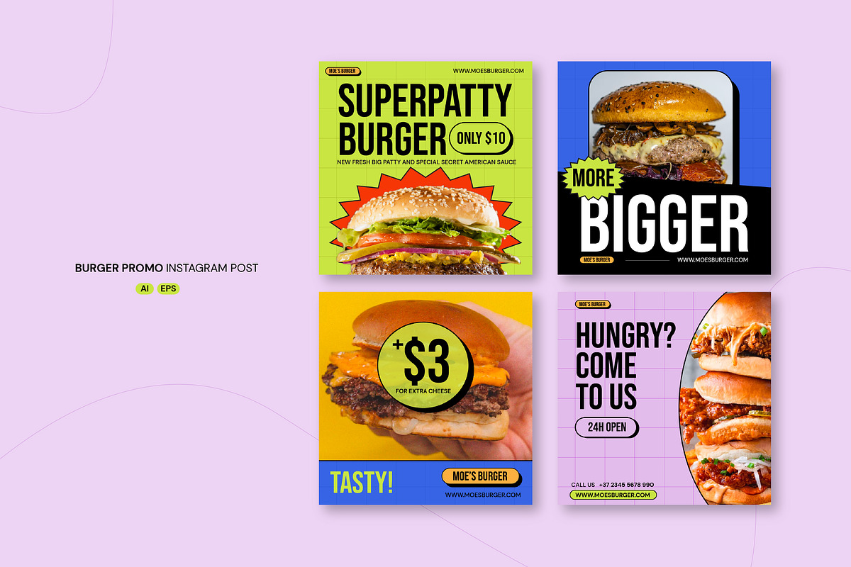Burger Promo Instagram Post, a Social Media Template by Sundaylab (Photo 1 of 3)