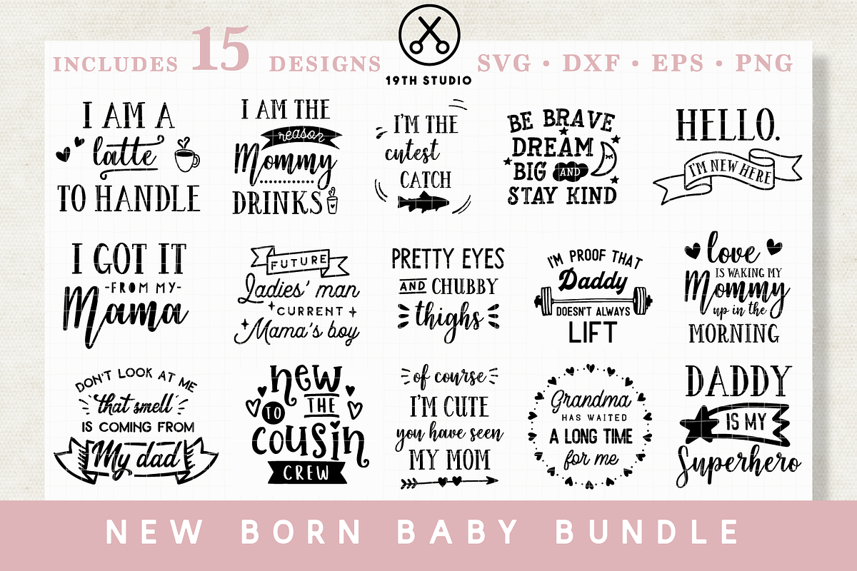 Newborn baby SVG Bundle | MB20, an Illustration by Craft House SVG