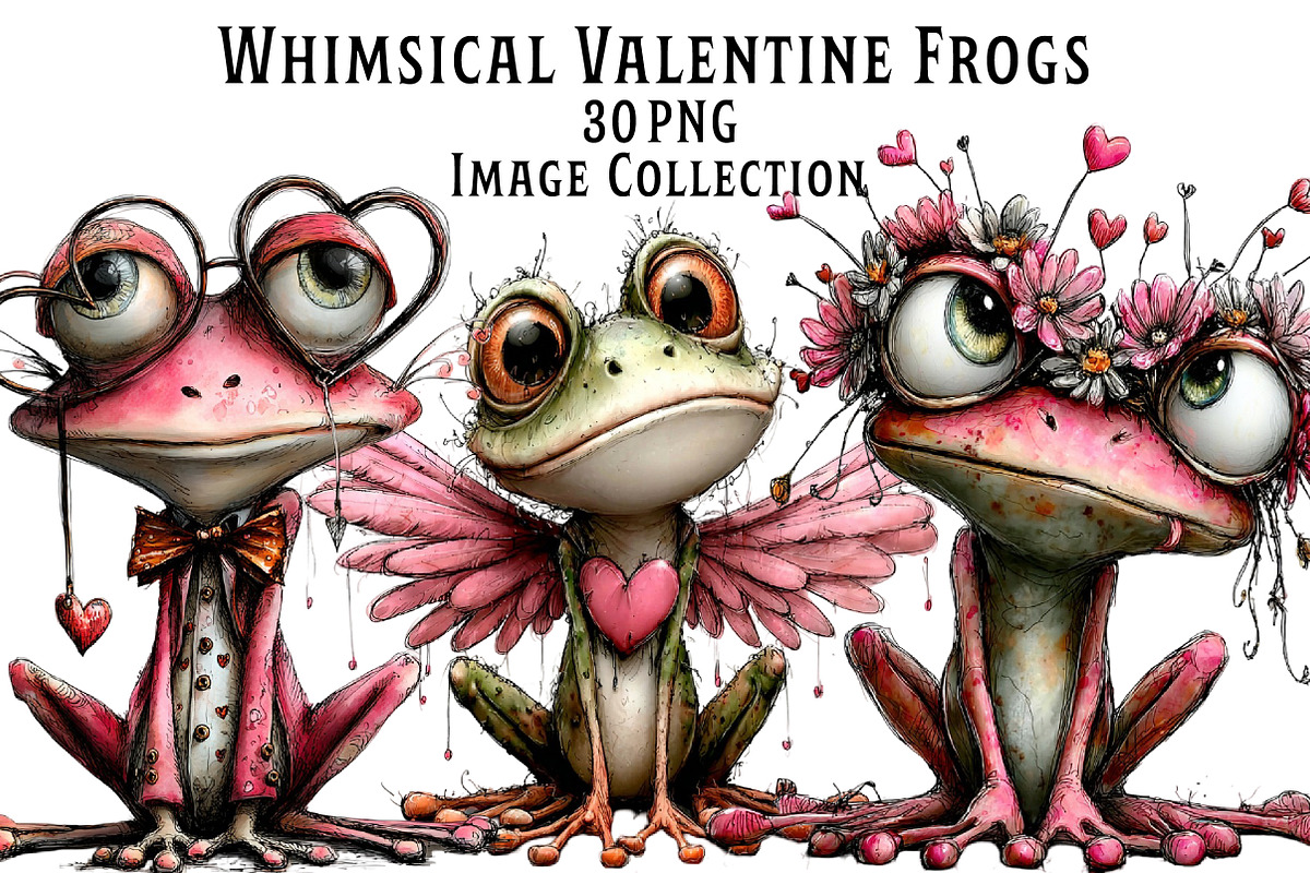 Whimsical Valentine Frog Clipart, an Illustration by Dream Creation (Photo 1 of 7)