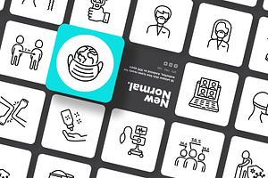 New Normal | 16 Thin Line Icons Set, an Outline Icon by Alex Blogoodf