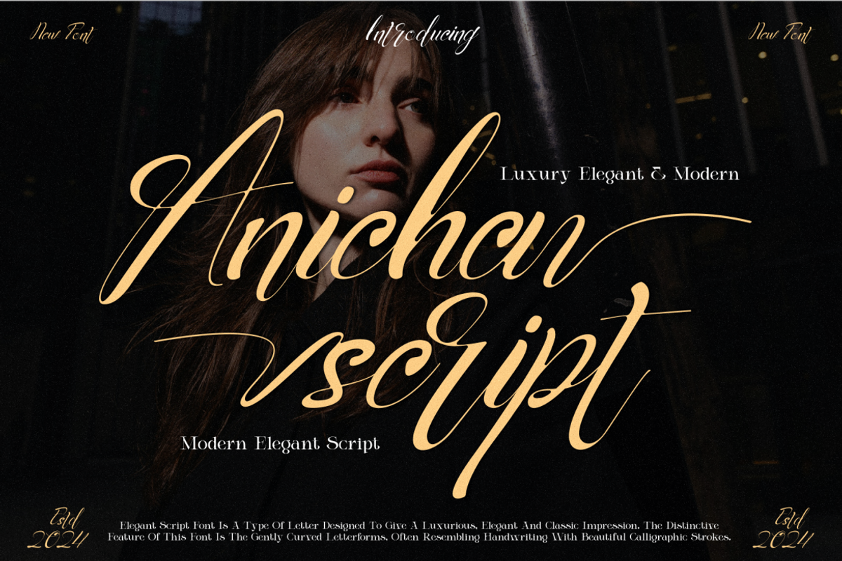AnichaScript - Modern Elegant Script, a Script Font by MaikoHatta (Photo 1 of 8)