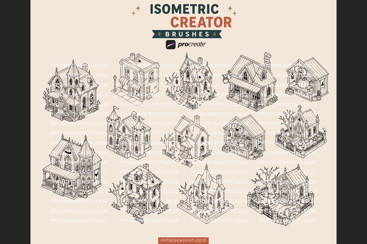 Procreate Spooky town creator brush, a Brush Add-On by PDknyStudio (Photo 3 of 5)