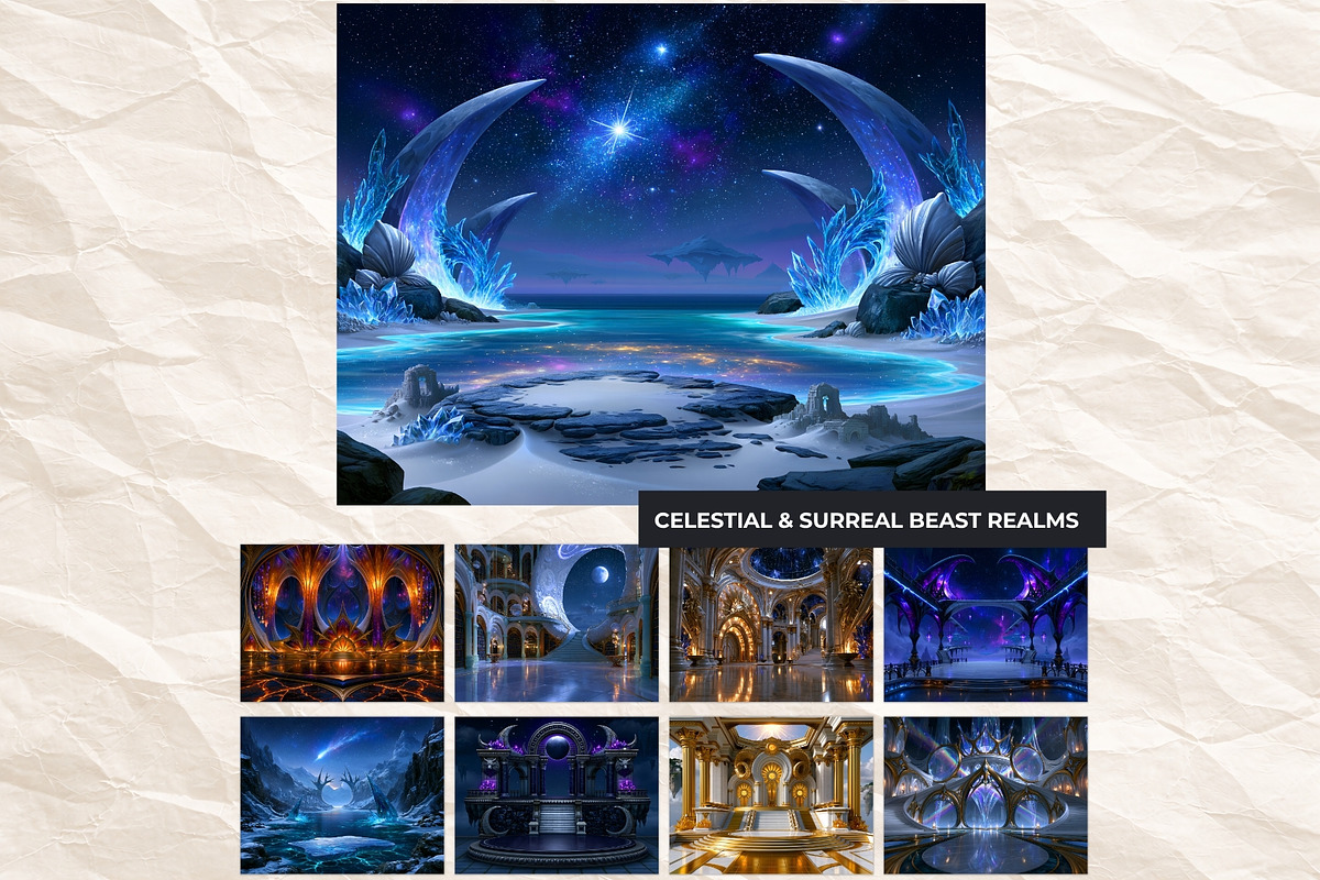 Crystal Beast Realms Backdrops, a Decorative Illustration by ThatsDesignArt (Photo 13 of 15)