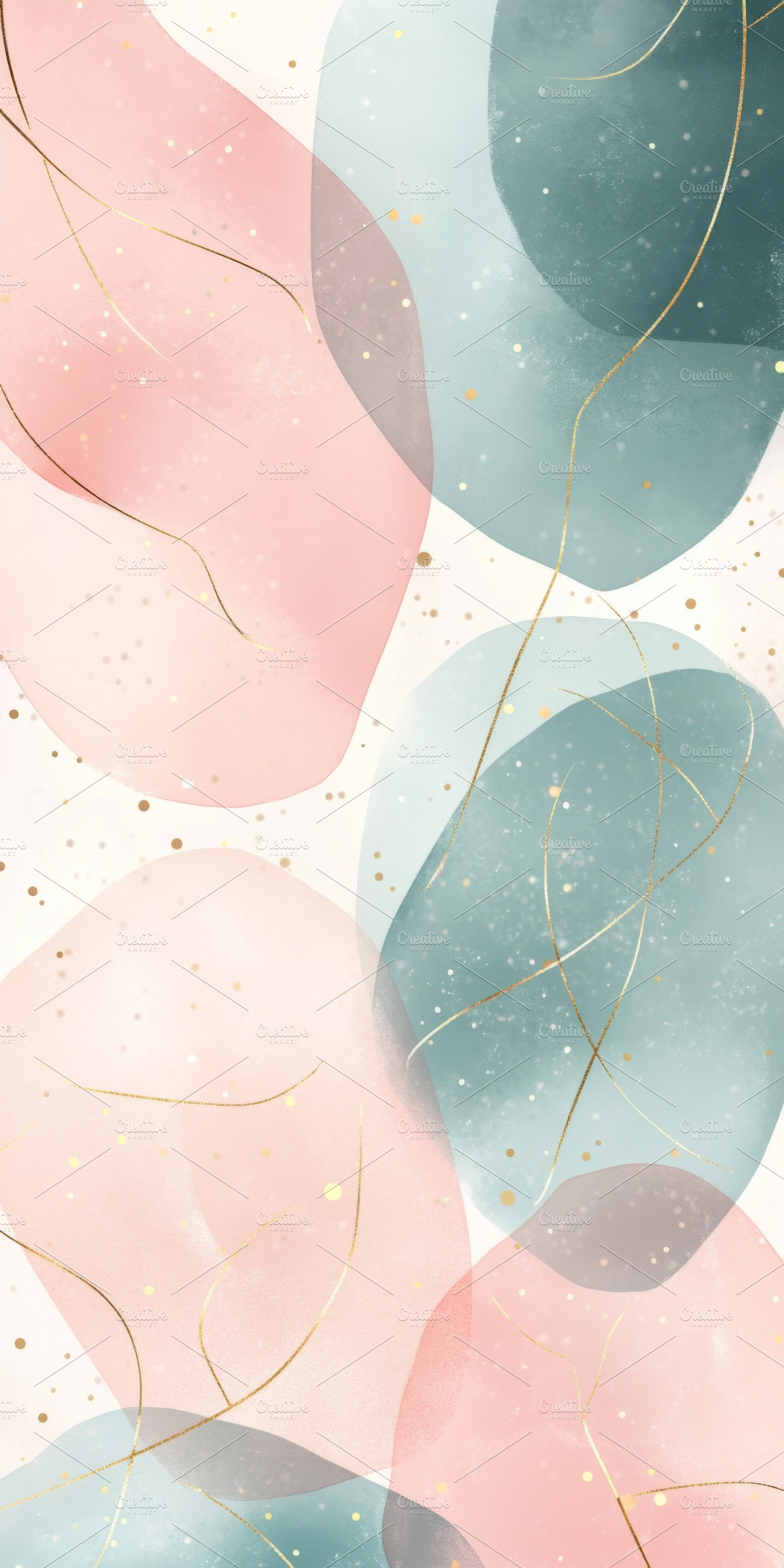 Delicate floral pattern with pastel shades and elegant golden de, a Photo by Dvoevnore photos