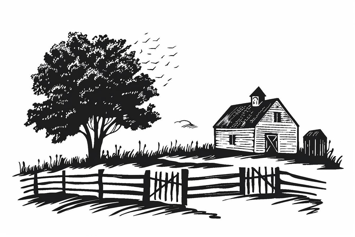 Farmhouse scene silhouette vector, an Illustration by Amazin_art (Photo 13 of 13)