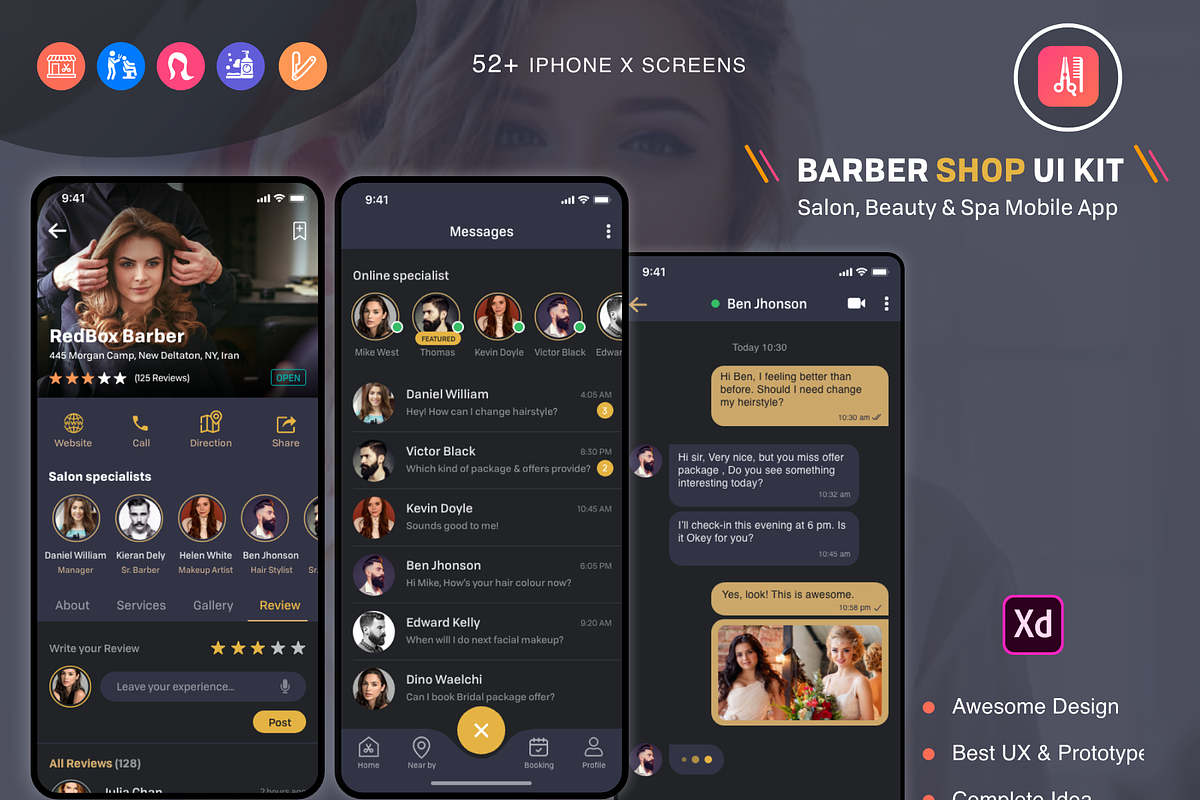 Barber & Salon UI Kit, an App Template by UX Design Master (Photo 6 of 13)