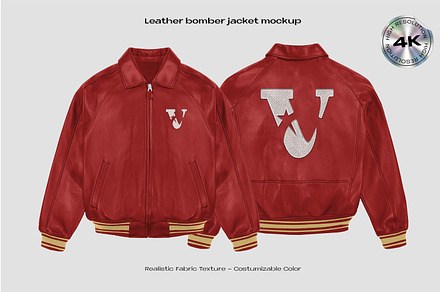 Leather bomber jacket mockup