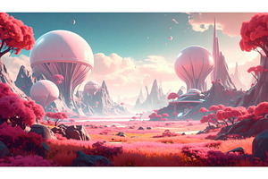 Futuristic alien landscape with, a Technology Photo by Igor Tichonow
