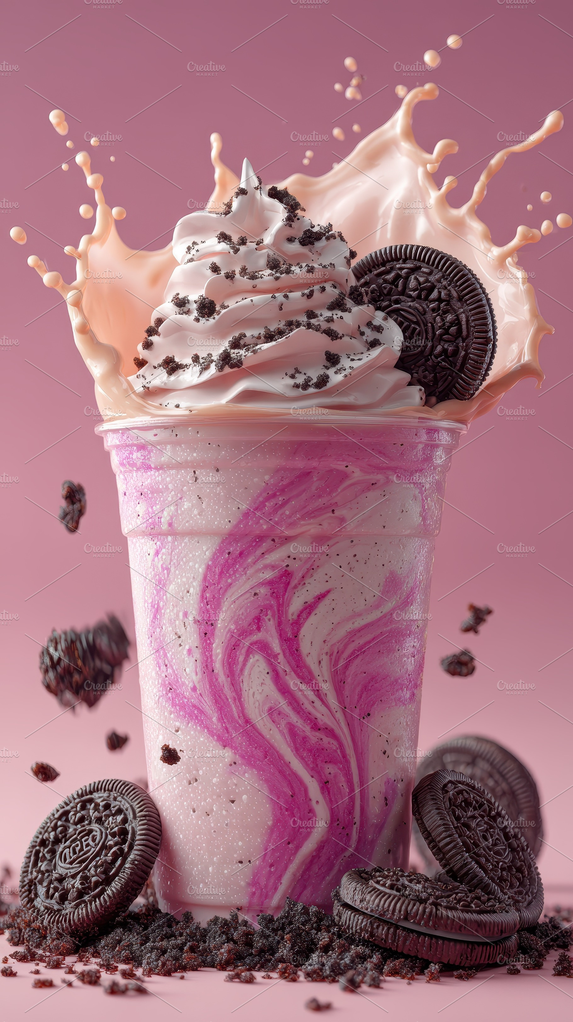Delicious milkshake with whipped cre, a Photo by Pixeness Studio